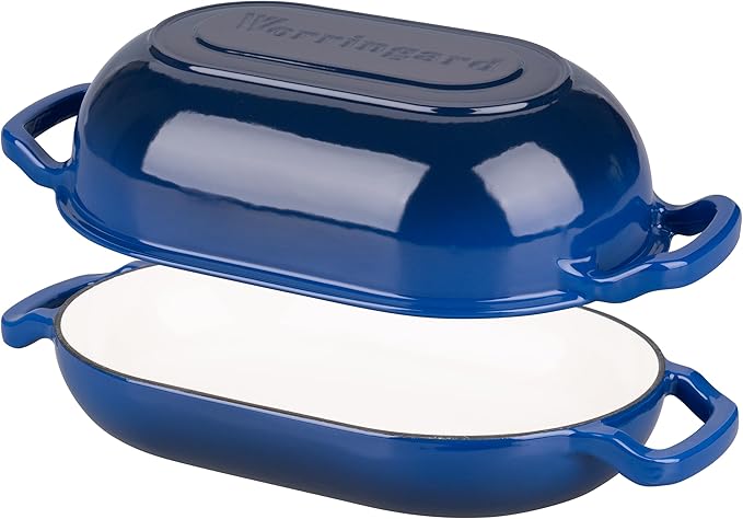 VORRINGARD Enameled Cast Iron Sourdough Bread Oven, Dutch Oven, Loaf Cast Iron Bread Pan for Homemade Bread Baking, Meatloaf Pan with Lid, 5QT, Blue - Image 6