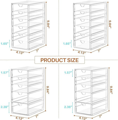 ARSTPEOE 22 Drawers, Acrylic Desk Makeup Organizer, Plastic Drawers Organizer, Stackable Storage Solution for Makeup, Dresser, Office, Bathroom Clear Plastic Craft and Bead Storage Cabinet - Image 3