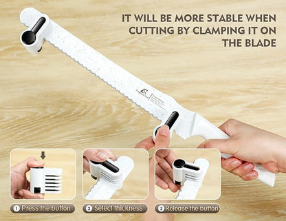 CoquusAid Upgrade Bread Knife for Homemade Bread, World‘s 1st Double Serrated Knife for Crusty Sourdough, 11.6 Inch Stainless Steel Bread Slicer, Professional Sourdough Cutter, Ideal Gift, White - Image 7