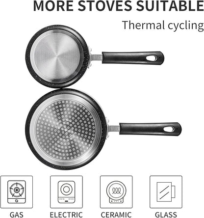 Nonstick Saucepan Set with Lid, Non Stick 1Qt & 2Qt Sauce Pan Set with Glass Lid Small Pot for Home Kitchen - Image 2