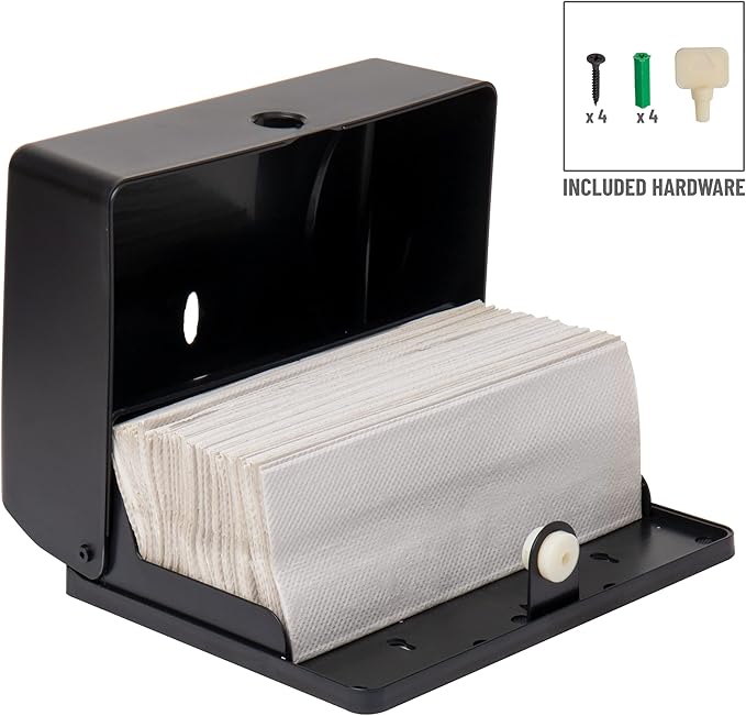Mind Reader Paper Towel Dispenser, Tri-Fold Towel Holder, Restroom, Wall Mount, Bathroom, Black - Image 4