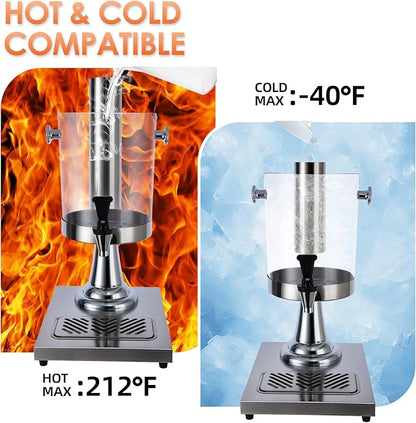 2.11 Gallon Beverage Dispenser,Silver Stainless Steel Juice Drink Dispensers with Ice Core, Leak-proof Spigot and Detachable Drip Tray for Parties, Weddings & Outdoor (silver, 2.11 Gallon)