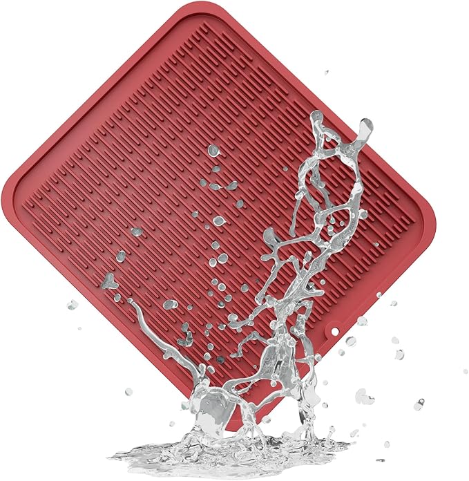 ZLR Large Silicone Dish Drying Mat (16" x 18") - XL Heavy Duty Drainboard Mat for Pots, Pans & Family Loads - Heat Resistant Trivet & Counter Protector, Easy Clean (Lava Red) by ZLR