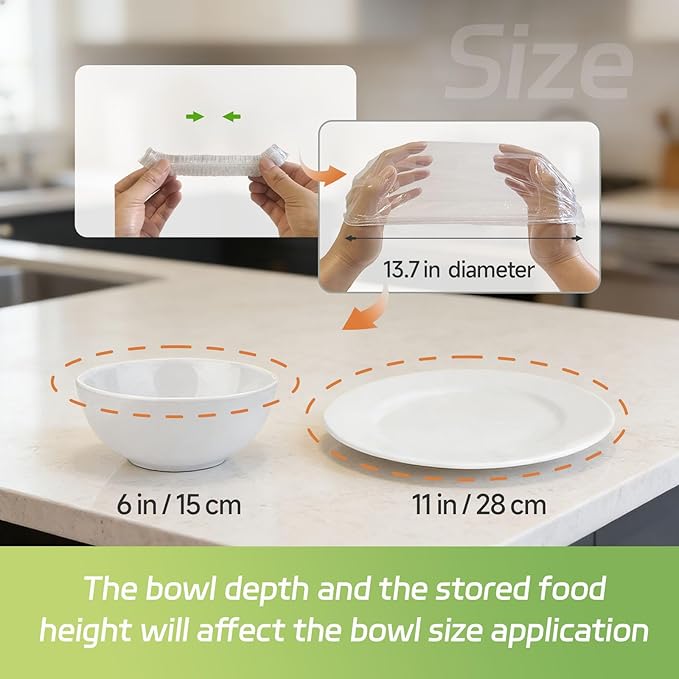 Hrunkfg100 Pcs Bowl Covers Plastic Wrap, Reusable Elastic Food Cover, Extra Large Stretchable Plastic Film for Sourdough Baking, Fermentation, Outdoor Food, Food Freshness, Shower Cap - Image 2