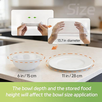 Hrunkfg100 Pcs Bowl Covers Plastic Wrap, Reusable Elastic Food Cover, Extra Large Stretchable Plastic Film for Sourdough Baking, Fermentation, Outdoor Food, Food Freshness, Shower Cap - Image 2
