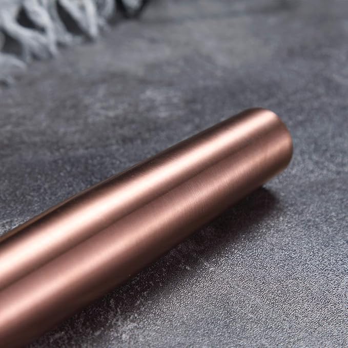 Berglander Rose Gold Rolling Pin, 16.7 Inches Stainless Steel Matte Finish With Rose Gold Titanium Plating Copper Rolling Pin For Baking, Pizza, Dough, Pie, Cookie, Gift Ideas For Bakers. - Image 4