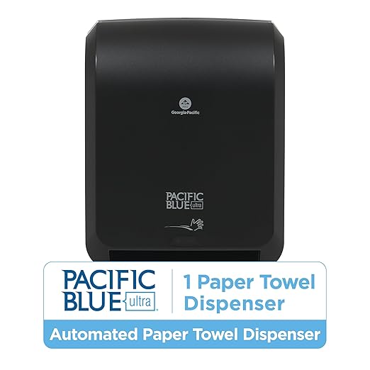 Pacific Blue Ultra 8" High-Capacity Automated Touchless Paper Towel Dispenser by GP PRO (Georgia-Pacific); Black; 59590; 12.9" W x 9" D x 16" H; 1 Dispenser - Image 2