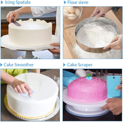 Cake Decorating Supplies,493 PCS Cake Decorating Kit 3 Packs Springform Cake Pans, Cake Rotating Turntable,48 Piping Icing Tips,7 Russian Nozzles, Baking Supplies,Cupcake Decorating Kit, Multicolor - Image 5
