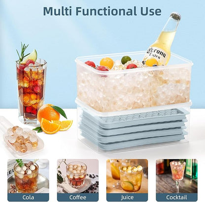 WIBIMEN Mini Ice Cube Trays, 0.55” Tiny Pebble Ice for Iced Coffee & Cocktails, Fast Chill, Easy Twist Release, Stackable with Lid & Storage Bin (4 Pack, Blue) - Image 6