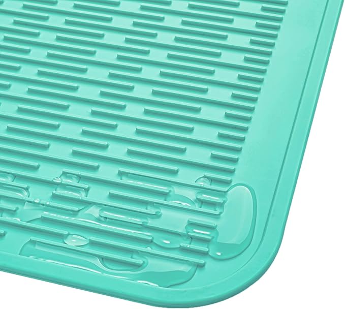MicoYang Silicone Dish Drying Mat for Multiple Usage,Easy clean,Eco-friendly,Heat-resistant Silicone Mat for Kitchen Counter or Sink,Refrigerator or Drawer Liner Mint XL 18 inches x 16 inches - Image 9