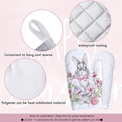 Patelai 12 Pieces Blank Sublimation Oven Mitts Set Include Blank Sublimation Heat Resistance Oven Gloves and Pot Holders for DIY Kitchen Dining Room Accessories