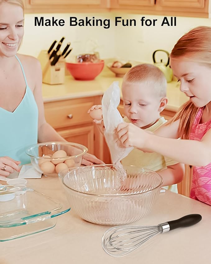 Anyongora 10 Inch Whisk, Sturdy Stainless Steel Wire Whisk with Non-Slip Grip - Dishwasher Safe & Rust Resistant Kitchen Tool for Cooking, Blending, Whisking & Mixing Batter