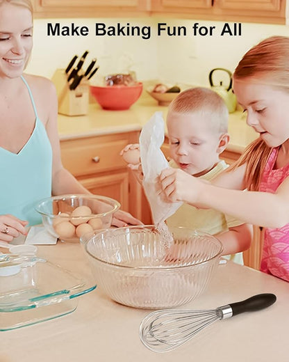 Anyongora 10 Inch Whisk, Sturdy Stainless Steel Wire Whisk with Non-Slip Grip - Dishwasher Safe & Rust Resistant Kitchen Tool for Cooking, Blending, Whisking & Mixing Batter