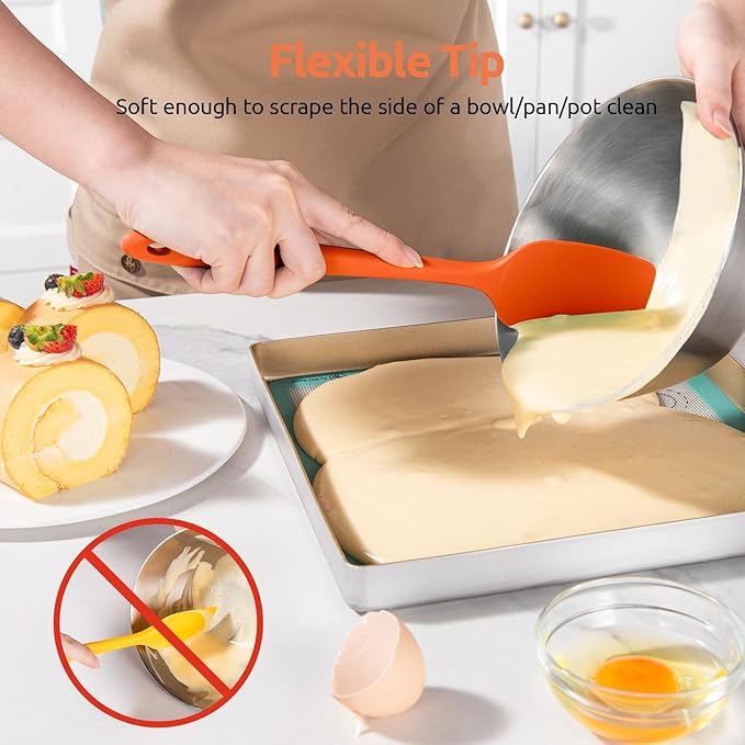 U-Taste Silicone Spatula Set with 600 Degrees Fahrenheit Heat Resistant (Orange) - Image 4