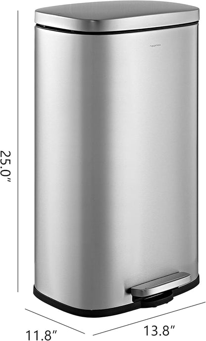 happimess HPM1011A Curtis 8-Gallon Step-Open Trash Can with Soft-Close Lid, Modern, Minimalistic, Fingerprint Proof for Home, Kitchen, Laundry Room, Office, Bedroom, Bathroom, Chrome - Image 4