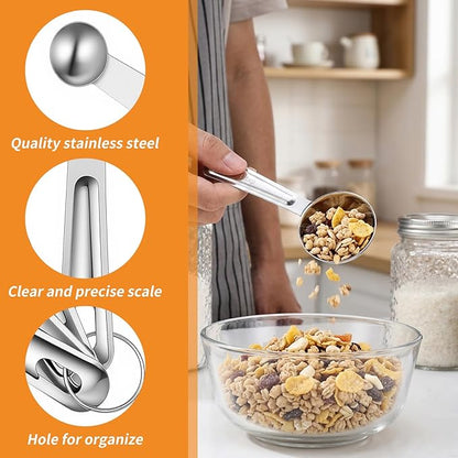 4Pcs Stainless Steel Measuring Spoons Set, Metal Measuring Spoons Set, Table Spoon Measure Spoon for Coffee, Teaspoon Scoop Kitchen Gadgets Cooking