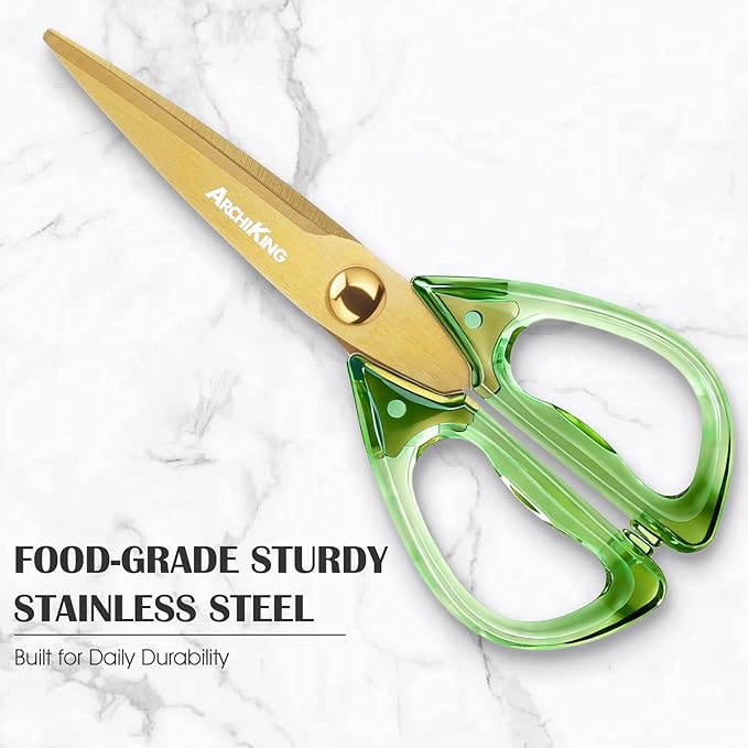 8.0inch Kitchen Shears, Sharp Stainless Steel Meat & Poultry Scissors, Transparent Blue Acrylic Handle, All Purpose Utility Cooking Scissors for Kitchen/BBQ/Home/Office - Image 4