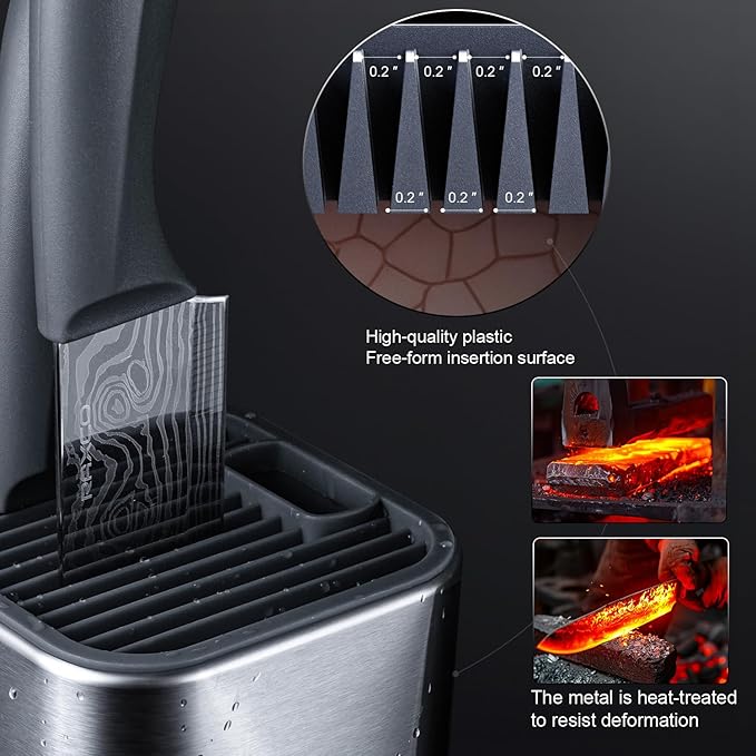 RAXCO 10-Piece Kitchen Knife Set | Stainless Steel Holder | Compact Design - Gray - Image 7