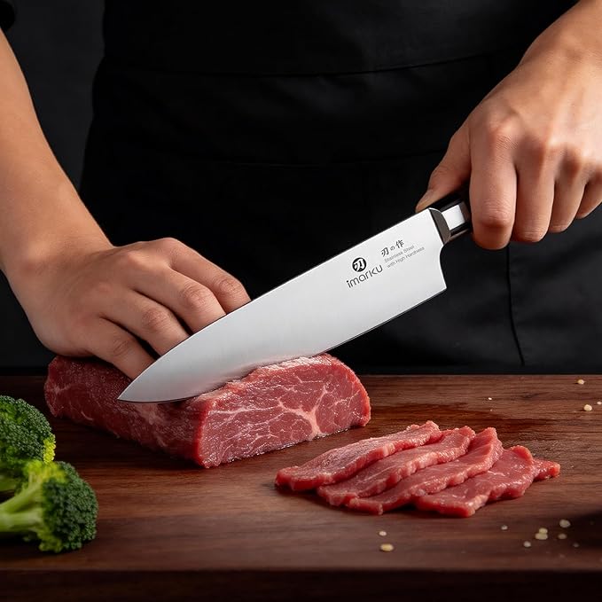 imarku 3 Pieces Knife Set, Japanese High Carbon Stainless Steel Chef Knife Set, Professional Chef Knives with Ergonomic Pakkawood Handle, Ultra Sharp Cooking Knives for Kitchen & Home Cooking - Image 3