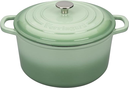 VORRINGARD Enameled Cast Iron Dutch Oven Pot with Lid, for Sourdough Bread Baking, Round Dutch Ovens, 6 Quart, Green by Unknown
