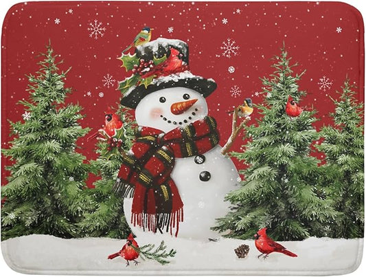 Christmas Dish Drying Mat for Kitchen Counter Snowman Green Christmas Tree Microfiber Absorbent Dish Draining Reusable Washable Foldable Extra Large 18"x24" by Unknown