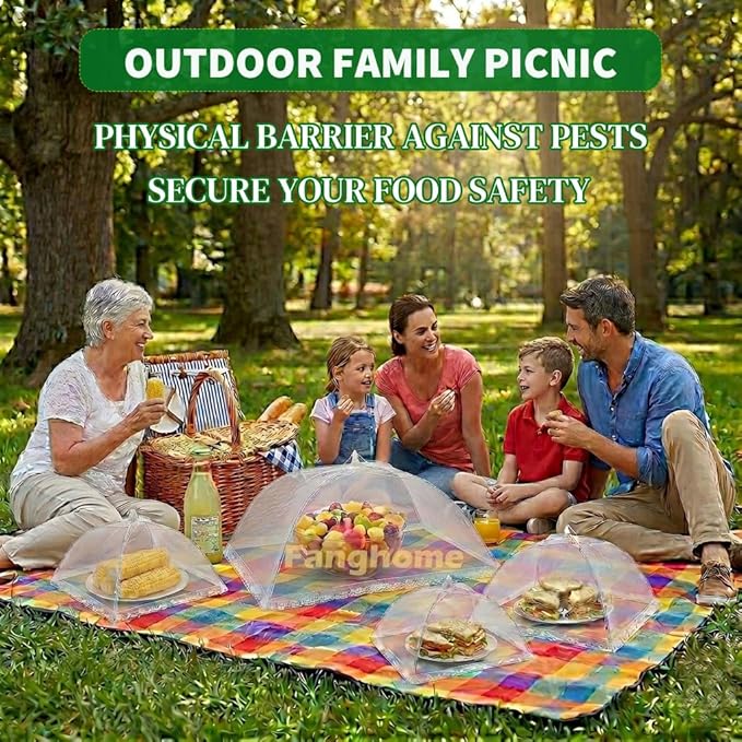 Food Covers for Outside Mesh,2 Pack 40"X24" + 2 Pack 17"X17" Extra Large Pop Up Mesh Food Tent Net Umbrella Food Covers for Outdoors Picnic Party BBQ Supplies,Food Nets for Outdoors