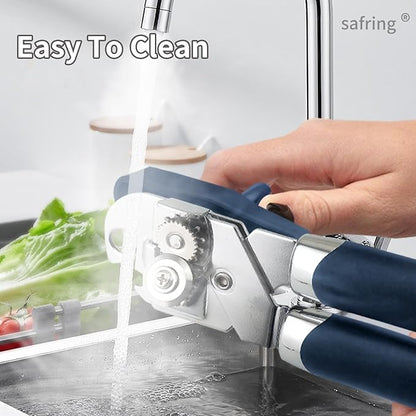 Safring Can Opener Manual, Handheld Strong Heavy Duty Stainless Steel Can Opener, Comfortable Handle, Sharp Blade Smooth Edge, Can Openers with Multifunctional Bottle Opener, Blue - Image 6