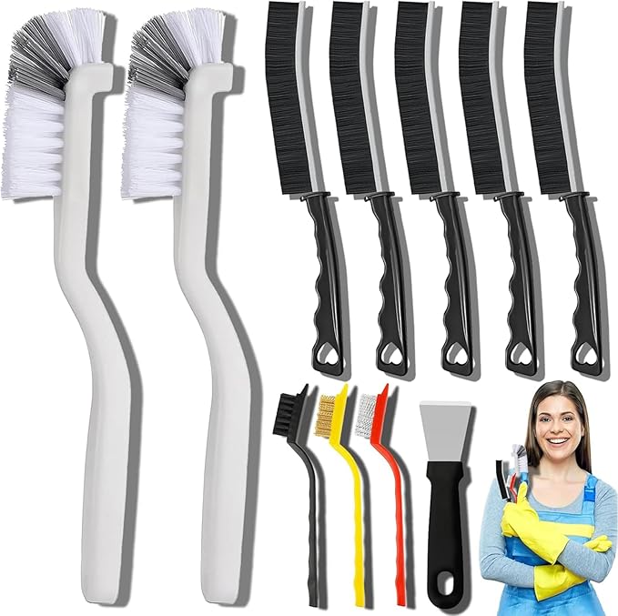 Dfacio 11Pcs Crevice Cleaning Brush Set, Hard Bristle Cleaning Supplies for Kitchen, Bathroom, Corner, Grout, Sink by Dfacio