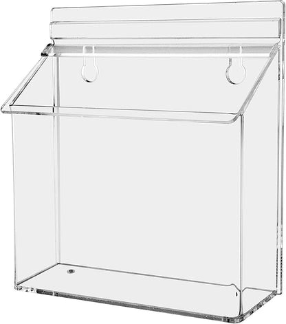 Marketing Holders Outdoor Brochure Holder Holds 7.5” x 5.5” Postcards Wall Mount Clear Acrylic Advertisement Box with Lid Store Front Display Take One Organizer Bin