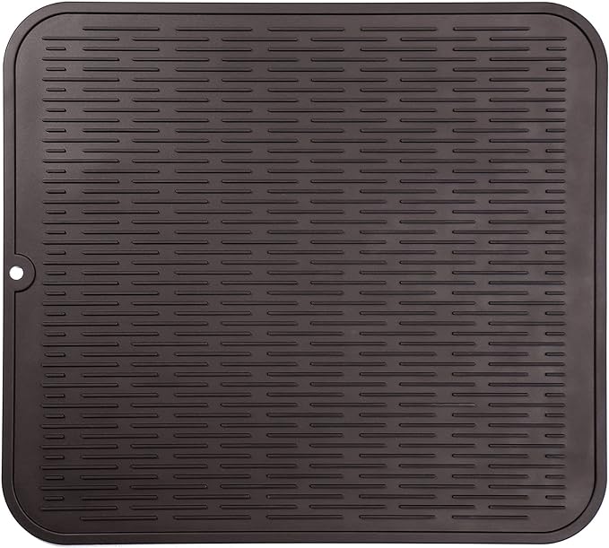 MicoYang Silicone Dish Drying Mat for Multiple Usage,Easy clean,Eco-friendly,Heat-resistant Silicone Mat for Kitchen Counter or Sink,Refrigerator or Drawer Liner Coffee 2XL 24 inches x 18 inches by MicoYang