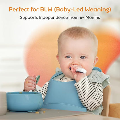 NumNum Baby Spoons Set, Baby Essentials Pre-Spoon GOOtensils for 6+ Months, First Stage Self-Feeding Spoons for Baby Led Weaning (BLW), Silicone Toddler Utensils, BPA-Free, 4 Pack Classic Colors - Image 2