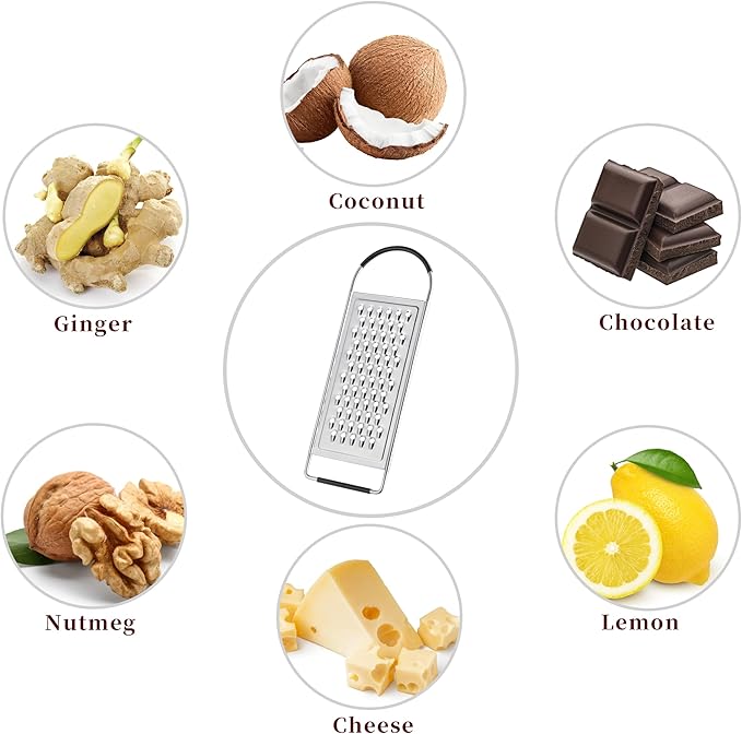 Cheese Grater Handheld, HIA Flat Coarse Stainless Steel Graters for Kitchen, Food Grater with Anti-Slip Handle, Perfect for Potato, Vegetable, Butter, Parmesan Cheese - Image 4