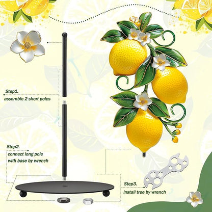 Thyle Lemon Paper Towel Holder with Round Base Lemon Bathroom Decor Rustic Housewarming Gifts Dispenser Kitchen Paper Holder Stand for Christmas Yellow Countertop Toilet Home Accessories