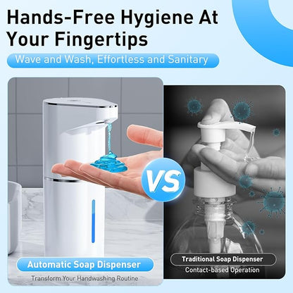 Fantictas Automatic Soap Dispenser,Touchless Hand Wall Mount Rechargeable 3 Gear Adjustable Electric Soap Dispenser 350ml with Infrared Motion Sensor for Bathroom,Kitchen,Office, White Gel