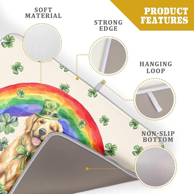 Funny Dog Dish Drying Mats for Kitchen Countertop Large Microfiber Absorbent Coffee Bar Mat - Image 4