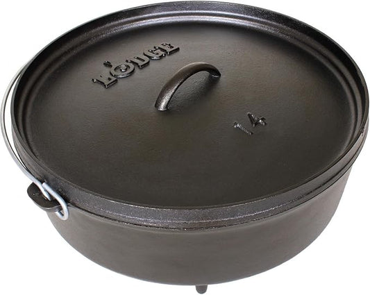 Lodge 6 Quart Pre-Seasoned Cast Iron Camp Dutch Oven with Lid - Dual Handles - Use in the Oven, on the Stove, on the Grill or over the Campfire - Black by Lodge