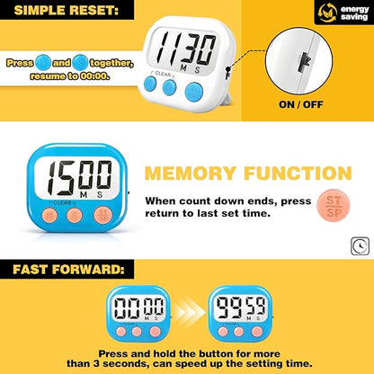 Classroom Timers for Teachers Kids Large Magnetic Digital Timer Teacher Supplies 24 Pack-Blue White - Image 4