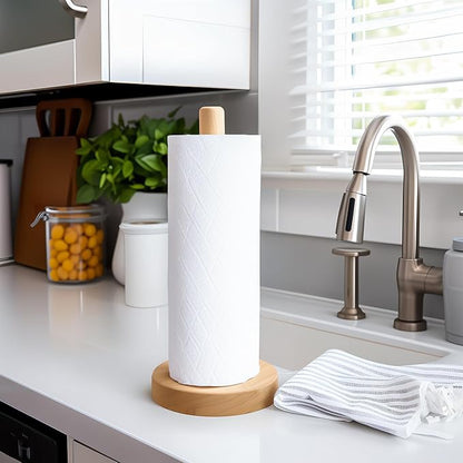 KitchLife Wooden Paper Towel Holder Countertop - Solid Freestanding Paper Towel Dispenser Stand with Anti-Skid Base - Image 4
