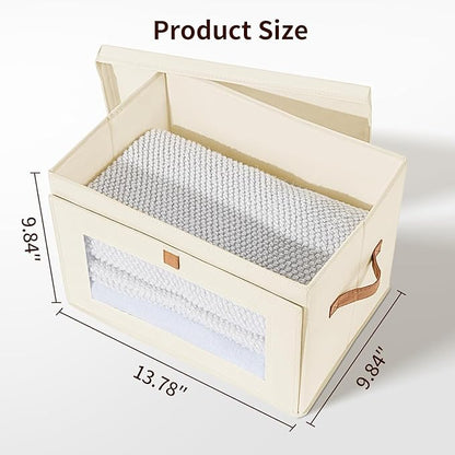 DIMJ Storage Bins with Lids - 5 Pack Large Fabric Closet Organizer with Window & Handles, Collapsible Decorative Storage Boxes for Shelves Under Bed, Books Clothes Blankets Sweaters Organization - Image 7