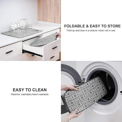 SUBEKYU 24" x 18" Dish Drying Mat, Dish Mat Drying Kitchen Mat Large, Absorbent Microfiber Dish Drainer/Rack Pads, XL, Grey, 2 PACK - Image 6