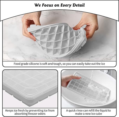 Silicone Ice Cube Tray with Leak-Proof Lid & Storage Bin for Freezer – BPA-Free 36-Piece Nugget Ice Molds, Spill-Resistant Cover & Ice Scoop Container Cover - Image 6