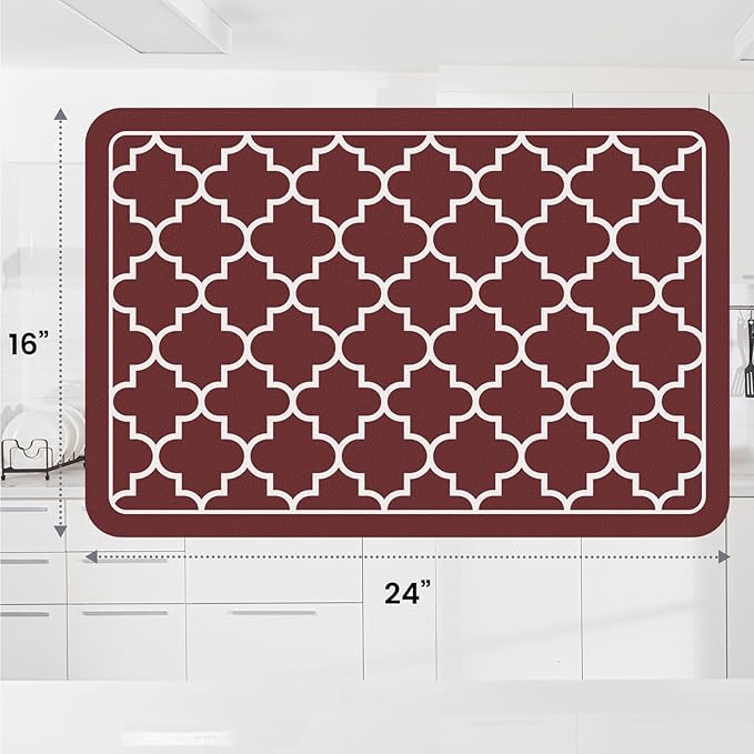 WISELIFE Dish Drying Mat Super Absorbent Drying Mat Large Dish Drying Mats for Kitchen Counter Easy Clean Dish Mat Kitchen Drying Mat16"x 24" Stylish Red - Image 2