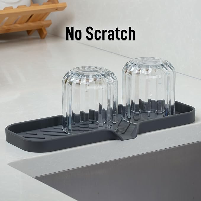 Zulay Kitchen Large Silicone Sponge Holder (12x4) – Flexible Sink Organizer Tray for Kitchen & Bathroom – Multipurpose Soap Dish for Sponges, Makeup, Trinkets & More (Grey) - Image 7