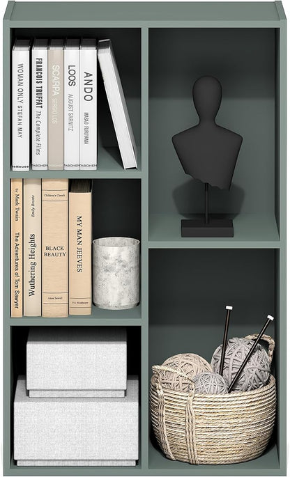 Furinno LUDER Book Shelf, 5-Cube Bookshelf, Reversible Bookcase, 9.4 x 19.5 x 31.5, Easy Assembly, for Living Room, Bedroom, Home Office, Sage Green - Image 5