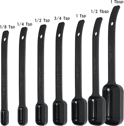 Measuring Cups and Spoons Set 15, Black Dry & Liquid Plastic Measuring Cups and Spoons, Metric & US 7 Measure Cups & 7 Measure Spoons for Kitchen & Baking