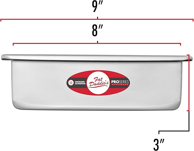 Fat Daddio's POB-8123 Anodized Aluminum Sheet Cake Pan, 8 x 12 x 3 Inch