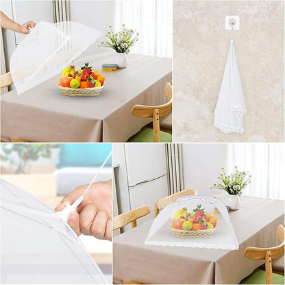 Food Cover Food Tent Set, 2 Extra Large 40"X24" and 6 Standard 17"X17" Mesh Food Covers for Outside, 8 Pack Collapsible, Reusable Pop-Up Umbrella Food Nets for Picnics, Outdoor Camping, Parties, BBQ - Image 3