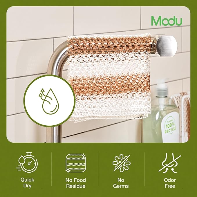 Modu 6 Pack EcoCorn Dish Sponges Scrubbers – 100% Corn Fiber, Biodegradable Kitchen Scrub Pads for Multipurpose Household Cleaning, Odor-Free, Plastic-Free Kitchen Mesh Net (Thin & Foamy 6 Count) - Image 7