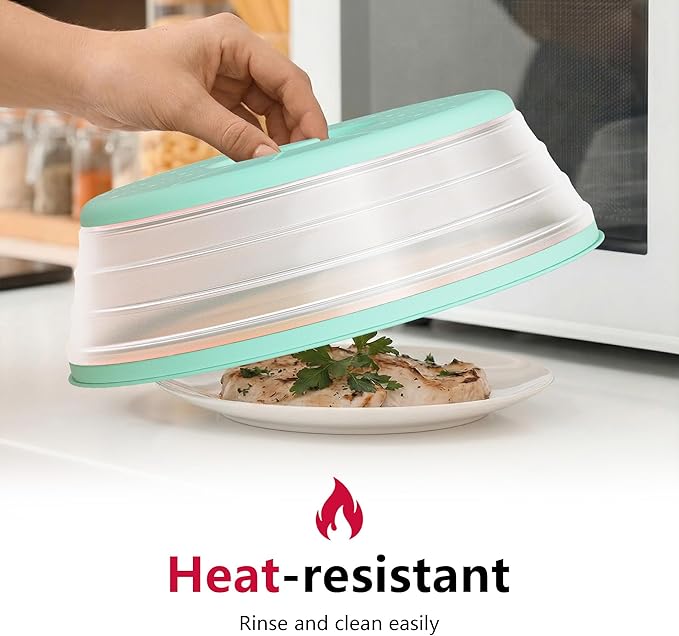 WVM Microwave Splatter Cover Vented for Food with Hook Hole, Splatter Guard & Colander Kitchen Gadget for Food, Meal Prep - Image 2
