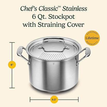 Cuisinart 766S-22 6 Qt. Stainless Steel Pasta Pot w/Straining Cover Chef's-Classic-Stainless-Cookware-Collection, 6-Quart - Image 6
